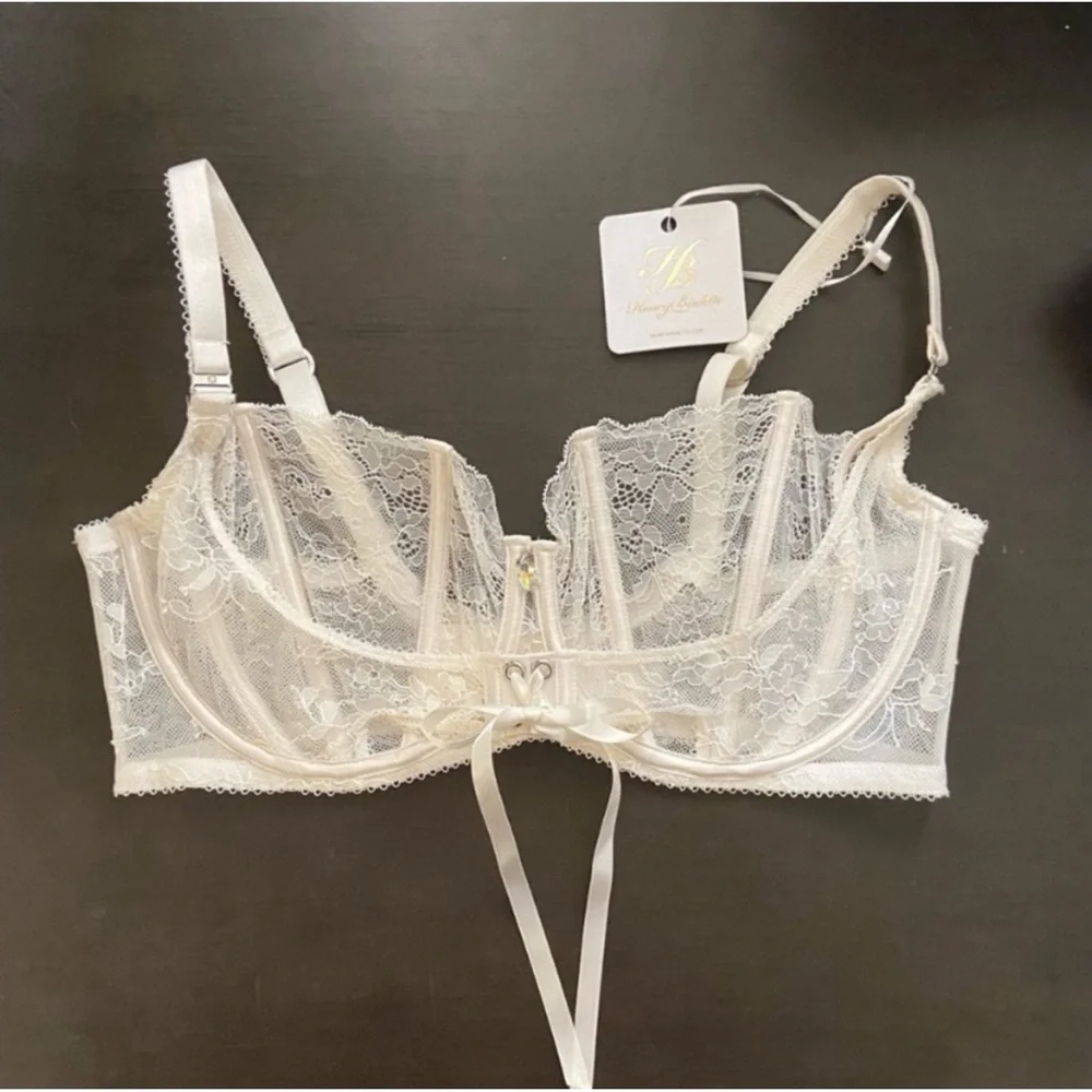 Honey Birdette Lace Underwire Rebecca Bra (38H) and Thong (XXL) - Ivory SET NWT - Picture 7 of 14